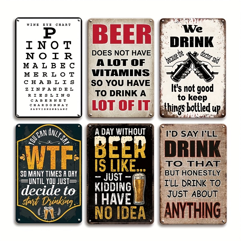 Beer And Wine Quote - High Definition Metal Tin Sign Funny