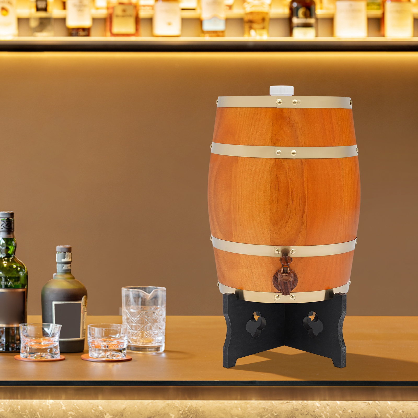 Wine Beer Whiskey - Beige-yellow Wine Barrel, Vertical Wooden Wine