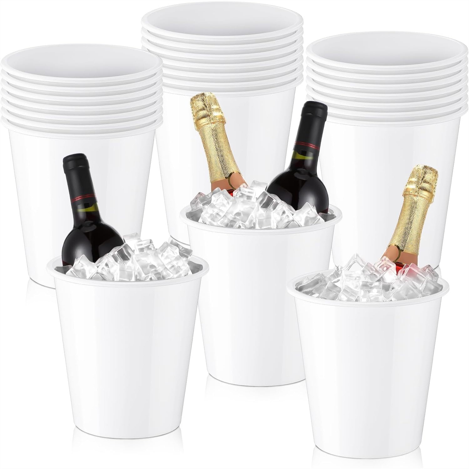 Wine Beer Images - 24 Plastic Ice Buckets for Parties,