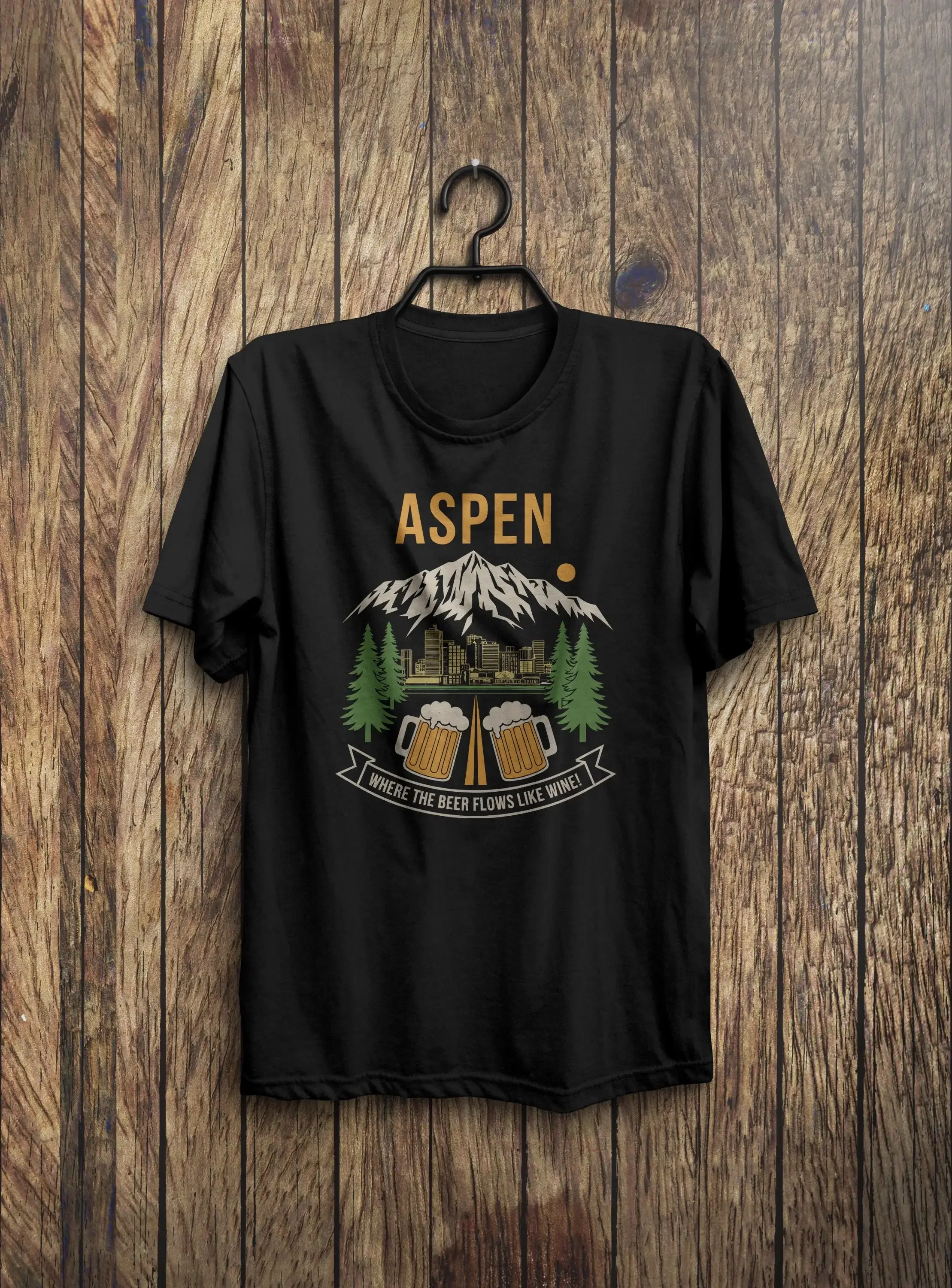 Aspen T Shirt Funny Where The  - Beer And Wine Quote incelemesi ve fiyatı