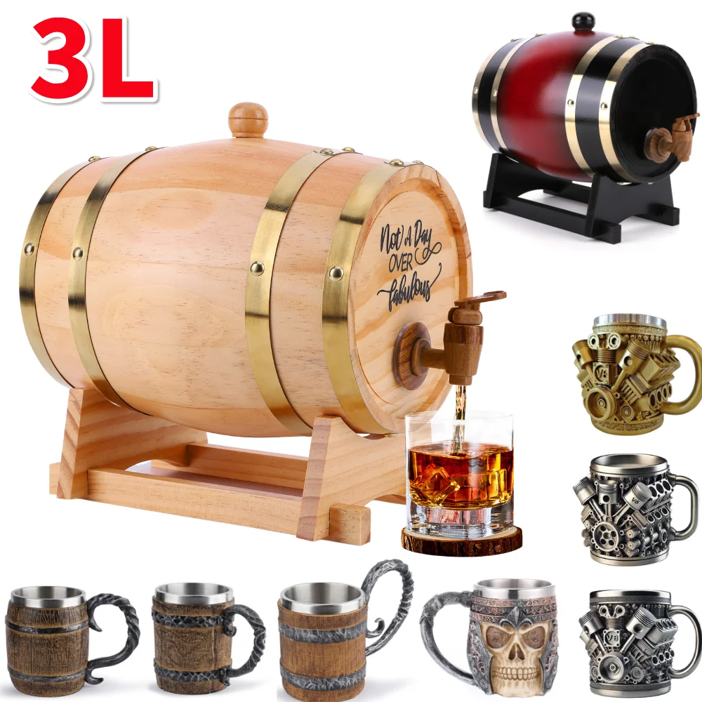 3L Wooden Whiskey Barrel with  - Wine Beer Whiskey incelemesi ve fiyatı