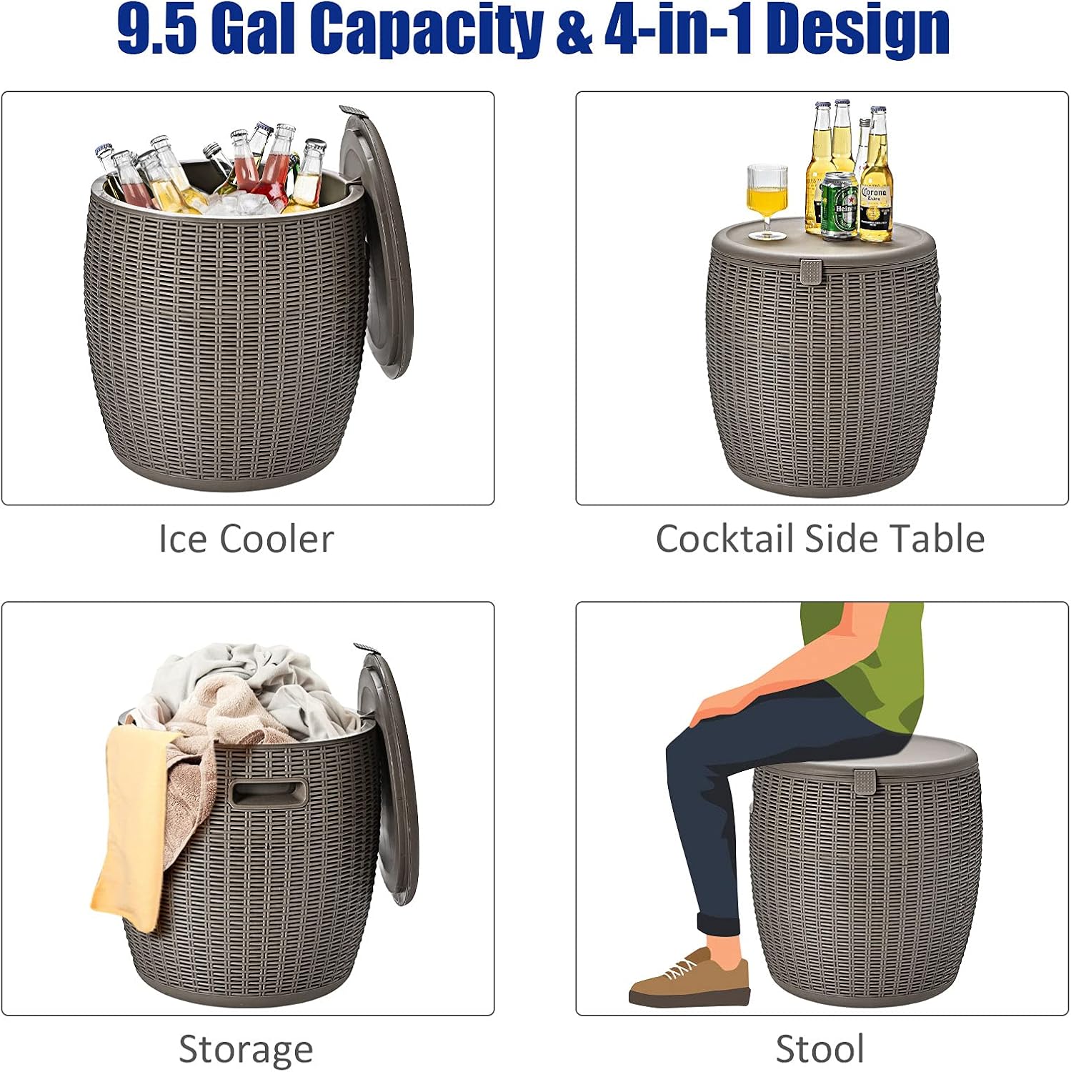 9.5 Gallon Wicker Ice Cooler,  - Wine Beer Images incelemesi ve fiyatı