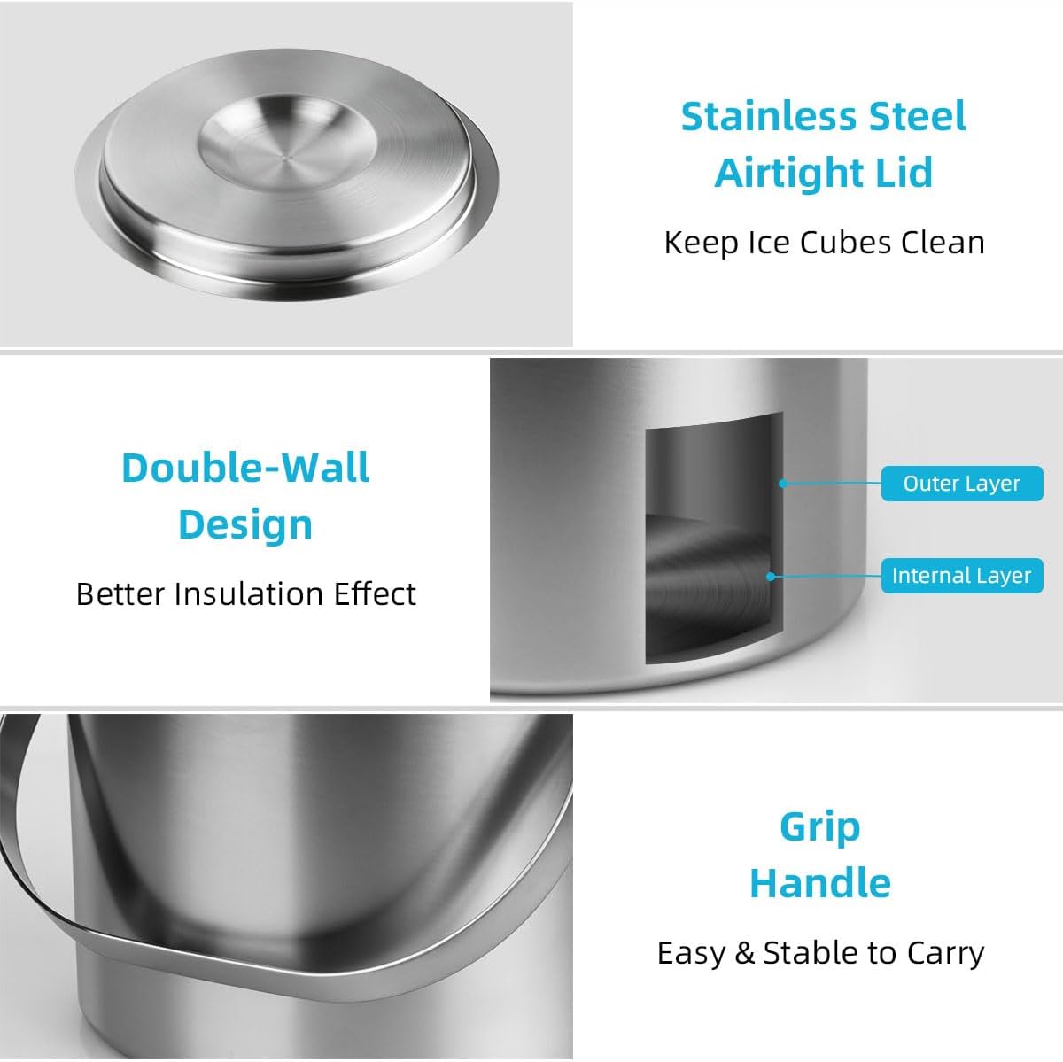 Stainless Steel Ice Bucket - 3 - Wine Beer Images incelemesi ve fiyatı
