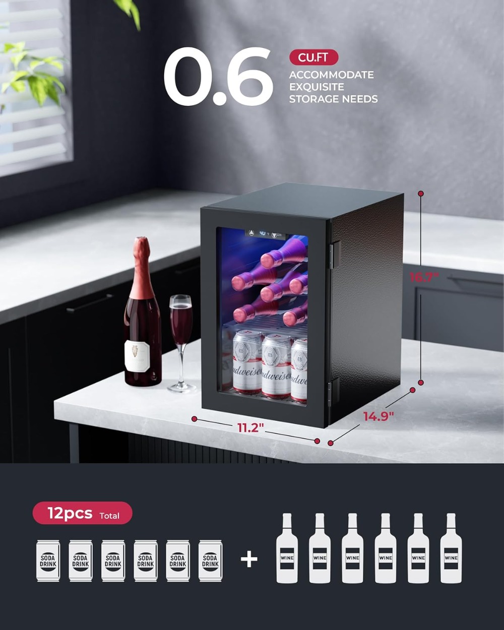 6-Bottle & 6-Can Compact Fridg - Wine Beer Images incelemesi ve fiyatı