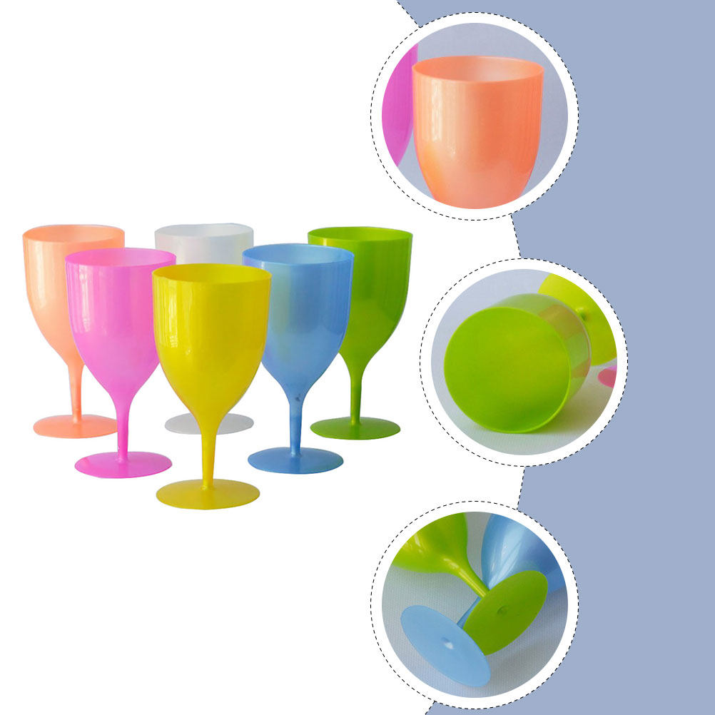 6Pcs Colorful Plastic Goblet S - Wine Beer Whiskey incelemesi ve fiyatı