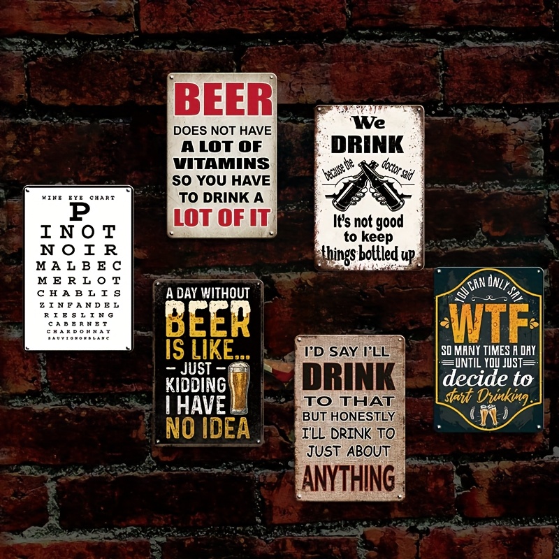 Vintage Assorted Funny Beer Wi - Beer And Wine Quote incelemesi ve fiyatı