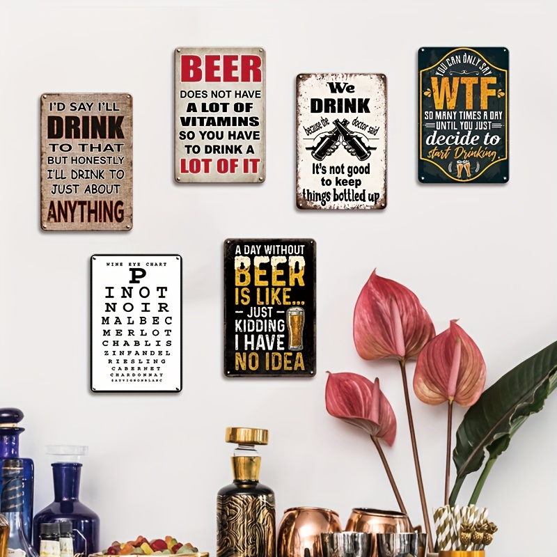 High Definition Metal Tin Sign - Beer And Wine Quote incelemesi ve fiyatı